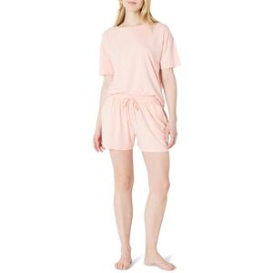 Amazon Essentials Damen Schlafanzug Kurz Nachtwäsche-Set Aus Kurzärmeligem T-Shirt Und Shorts Aus Weichem Baumwollmix, Hellrosa, M Amazon Essentials Damen Schlafanzug Kurz Nachtwäsche-Set Aus Kurzärmeligem T-Shirt Und Shorts Aus Weichem Baumwollmix, Hellrosa, M