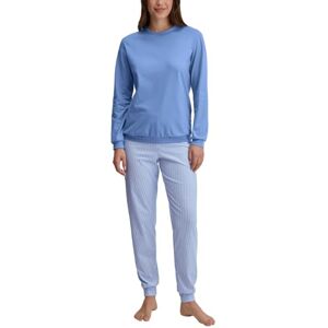 CALIDA Lovely Nights Bündchen-Pyjama Damen, 100% Baumwolle, hautfreundlich, weich, pflegeleicht Hydrangea Blue 48-50 CALIDA Lovely Nights Bündchen-Pyjama Damen, 100% Baumwolle, hautfreundlich, weich, pflegeleicht Hydrangea Blue 48-50