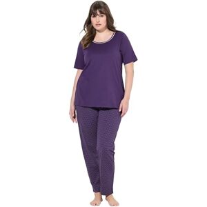 Ulla Popken Damen große Größen Übergrößen Plus Size Pyjama, Punkte, Rundhalsausschnitt, Halbarm aubergine 50+ 821244846-50+ Ulla Popken Damen große Größen Übergrößen Plus Size Pyjama, Punkte, Rundhalsausschnitt, Halbarm aubergine 50+ 821244846-50+