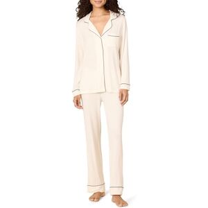 Amazon Essentials x Sofia Grainge Damen Pyjama-Set aus elastischer Modalfaser mit Langen Ärmeln und bodenlangem Unterteil, Elfenbein, L Amazon Essentials x Sofia Grainge Damen Pyjama-Set aus elastischer Modalfaser mit Langen Ärmeln und bodenlangem Unterteil, Elfenbein, L