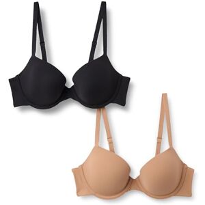 Amazon Essentials Damen Gepolsterter Formbügel-Demi-BH, Ultraweiche Mikrofaser, 2er-Pack, Gewaschene Bronze/Schwarz, 75B Amazon Essentials Damen Gepolsterter Formbügel-Demi-BH, Ultraweiche Mikrofaser, 2er-Pack, Gewaschene Bronze/Schwarz, 75B
