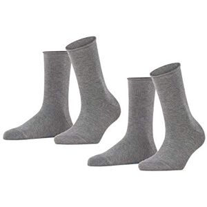 FALKE Damen Socken Happy Double Pack W So Baumwolle einfarbig 2 Paar, Grau Light Grey Melange 3390, 39-42 FALKE Damen Socken Happy Double Pack W So Baumwolle einfarbig 2 Paar, Grau Light Grey Melange 3390, 39-42