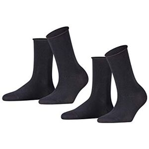 FALKE Damen Socken Happy Double Pack W So Baumwolle einfarbig 2 Paar, Blau Dark Navy 6375, 35-38 FALKE Damen Socken Happy Double Pack W So Baumwolle einfarbig 2 Paar, Blau Dark Navy 6375, 35-38