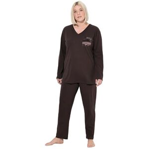 Ulla Popken Damen große Größen Übergrößen Plus Size Pyjama, Satin-Brusttasche, V-Ausschnitt, Langarm pinienbraun 46+ 821918110-46+ Ulla Popken Damen große Größen Übergrößen Plus Size Pyjama, Satin-Brusttasche, V-Ausschnitt, Langarm pinienbraun 46+ 821918110-46+