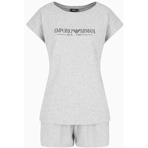 Giorgio Armani Kurzes Pyjama-Set für Damen, Hellgrau Melange, S, Hellgrau-meliert, 36 Giorgio Armani Kurzes Pyjama-Set für Damen, Hellgrau Melange, S, Hellgrau-meliert, 36