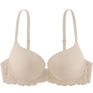 Dorina Damen Super Push Up BH mit Bügel, Formbügel und Spitze T-Shirt BH, Nackt ,70A Dorina Damen Super Push Up BH mit Bügel, Formbügel und Spitze T-Shirt BH, Nackt ,70A