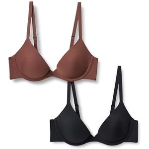 Amazon Essentials Damen Bügel-BH Mit Rundhalsauschnitt Und Mikrofaserfutter, 2er-Pack, Haselnuss/Schwarz, 80C Amazon Essentials Damen Bügel-BH Mit Rundhalsauschnitt Und Mikrofaserfutter, 2er-Pack, Haselnuss/Schwarz, 80C