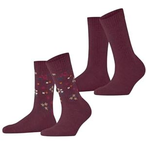 ESPRIT Damen Socken Flower Rib Multipack W So Baumwolle gemustert 2 Paar, Rot Shadow Red 8138, 35-38 ESPRIT Damen Socken Flower Rib Multipack W So Baumwolle gemustert 2 Paar, Rot Shadow Red 8138, 35-38