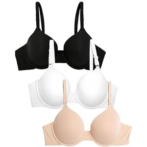 Fruit of the Loom Damen Bra T-Shirt-BH, Undurchsichtige, Schwarzfarben/Sand/Weiß, 80B (3er Pack) Fruit of the Loom Damen Bra T-Shirt-BH, Undurchsichtige, Schwarzfarben/Sand/Weiß, 80B (3er Pack)