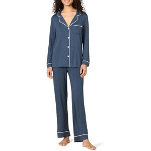 Amazon Essentials x Sofia Grainge Damen Pyjama-Set aus elastischer Modalfaser mit Langen Ärmeln und bodenlangem Unterteil, Dunkles Marineblau, XXL Amazon Essentials x Sofia Grainge Damen Pyjama-Set aus elastischer Modalfaser mit Langen Ärmeln und bodenlangem Unterteil, Dunkles Marineblau, XXL