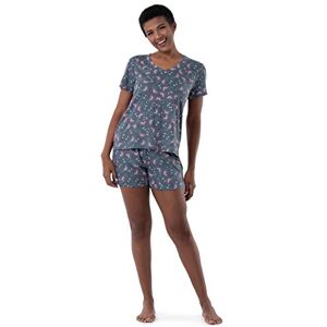 Fruit of the Loom Damen Sleeve Tee and Shorts 2 Piece Pajama Sleep Set Pyjamaset, Blumenmuster, Large Fruit of the Loom Damen Sleeve Tee and Shorts 2 Piece Pajama Sleep Set Pyjamaset, Blumenmuster, Large