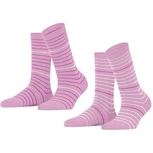 FALKE ESPRIT Damen Socken Fine Stripe 2-Pack, Biologische Baumwolle, 2 Paar, Rot (Orchid 8621), 39-42 FALKE ESPRIT Damen Socken Fine Stripe 2-Pack, Biologische Baumwolle, 2 Paar, Rot (Orchid 8621), 39-42