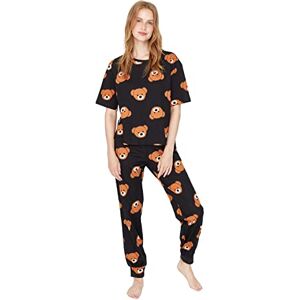 TRENDYOL Damen Anthrazit-teddybär Druckte Gestrickte Pyjamas Pajama Set, Anthrazit, S EU TRENDYOL Damen Anthrazit-teddybär Druckte Gestrickte Pyjamas Pajama Set, Anthrazit, S EU