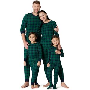 Amazon Essentials Damen Passende Weihnachts-Pyjama-Sets für die ganze Familie, Dunkles Smaragdgrün Marineblau Karomuster, XXL Amazon Essentials Damen Passende Weihnachts-Pyjama-Sets für die ganze Familie, Dunkles Smaragdgrün Marineblau Karomuster, XXL