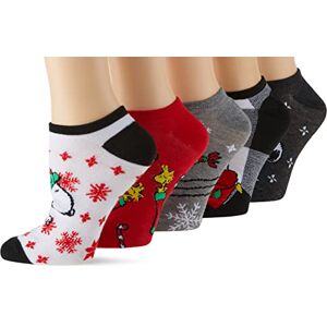 Peanuts Damen Snoopy Holiday No Show, 5er-Pack Lässige Socken, Weihnachten Schwarz, 42-44.5 EU Peanuts Damen Snoopy Holiday No Show, 5er-Pack Lässige Socken, Weihnachten Schwarz, 42-44.5 EU
