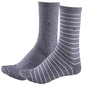 Tommy Hilfiger Damensocken Doppelpack Uni/Ringel grau Größe 39-42 Tommy Hilfiger Damensocken Doppelpack Uni/Ringel grau Größe 39-42