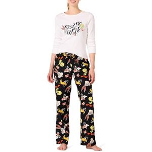Amazon Essentials Damen Schlaf-Set leichte Flanellhose und langärmeliges-T-Shirt, Looney Tunes Gang – Damen, M Amazon Essentials Damen Schlaf-Set leichte Flanellhose und langärmeliges-T-Shirt, Looney Tunes Gang – Damen, M