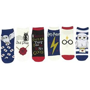 Harry Potter Hogwarts Hedwig Knöchelsocken mit Eulen-Motiv, 6 Paar, Mehrfarbig/Meereswellen (Ocean Tides), Einheitsgröße Harry Potter Hogwarts Hedwig Knöchelsocken mit Eulen-Motiv, 6 Paar, Mehrfarbig/Meereswellen (Ocean Tides), Einheitsgröße