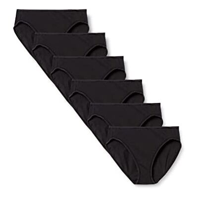 Amazon Essentials Damen Unterhosen aus Baumwoll-Stretch, Hoch Geschnittenes Bikini-Höschen, 6er Pack, Schwarz, 38 Amazon Essentials Damen Unterhosen aus Baumwoll-Stretch, Hoch Geschnittenes Bikini-Höschen, 6er Pack, Schwarz, 38
