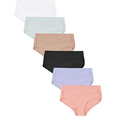 Hanes Damen Set, Glättende Mikrofaser, No-Show-unterwäsche, Variieren Slip, 6er-Pack, hohe Taille, 9 Hanes Damen Set, Glättende Mikrofaser, No-Show-unterwäsche, Variieren Slip, 6er-Pack, hohe Taille, 9