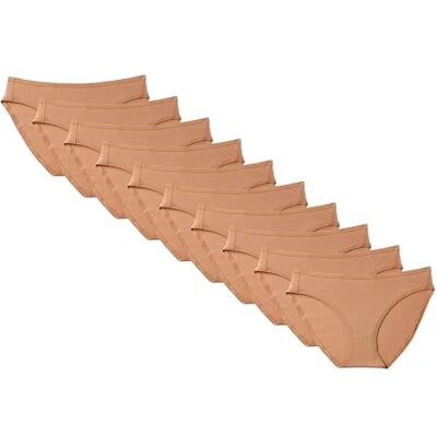 Amazon Essentials Damen Bikini-Unterhosen aus Baumwolle (in Übergröße erhältlich), 10er Pack, Gewaschene Bronze, 36 Amazon Essentials Damen Bikini-Unterhosen aus Baumwolle (in Übergröße erhältlich), 10er Pack, Gewaschene Bronze, 36