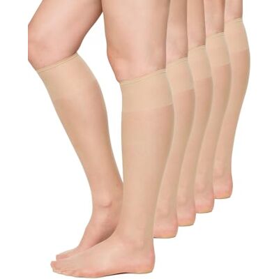 Nur Die 5er Pack Knie Seidenfein 15 DEN transparente Nylon Fein-Kniestrümpfe seidig glänzend breiter Komfortbund Damen, amber, one size Nur Die 5er Pack Knie Seidenfein 15 DEN transparente Nylon Fein-Kniestrümpfe seidig glänzend breiter Komfortbund Damen, amber, one size