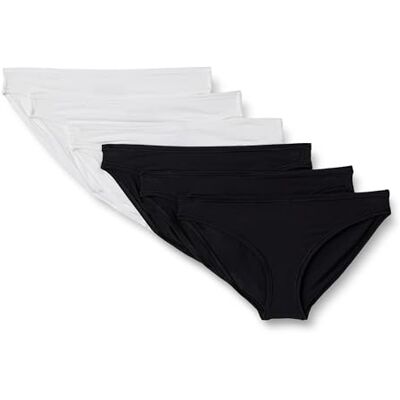 Amazon Essentials Damen Unterhosen Bikinihose aus Peachfarbener Mikrofaser, 6er-Pack, Schwarz/Weiß, 42 Amazon Essentials Damen Unterhosen Bikinihose aus Peachfarbener Mikrofaser, 6er-Pack, Schwarz/Weiß, 42