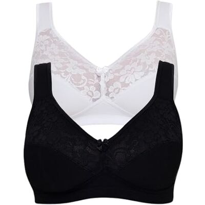Susa Baumwoll BH Damen 2er Pack Basic 27931 Größe B-E Bügelloser BH mit Unterbrustband 3-Geteilte Cups & verstellbare, gepolsterte Träger Bequemer BH ohne Bügel mit Stützfunktion Susa Baumwoll BH Damen 2er Pack Basic 27931 Größe B-E Bügelloser BH mit Unterbrustband 3-Geteilte Cups & verstellbare, gepolsterte Träger Bequemer BH ohne Bügel mit Stützfunktion