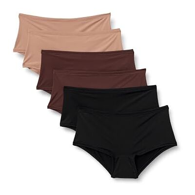 Amazon Essentials Damen Mikrofaser-Boyshorts (Boyshorts & Hochtaillierte Boyshorts), 6er-Pack, Gewaschene Bronze/Haselnuss/Schwarz, 40 Amazon Essentials Damen Mikrofaser-Boyshorts (Boyshorts & Hochtaillierte Boyshorts), 6er-Pack, Gewaschene Bronze/Haselnuss/Schwarz, 40