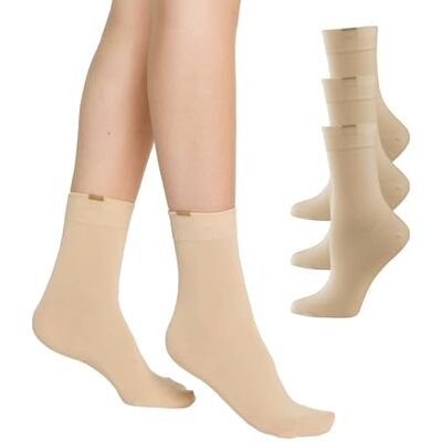 Nur Die 3er Pack Passt Perfekt Socken atmungsaktive Baumwolle einfarbig Komfortbund ohne drückende Naht Damen, beige, 39-42 Nur Die 3er Pack Passt Perfekt Socken atmungsaktive Baumwolle einfarbig Komfortbund ohne drückende Naht Damen, beige, 39-42