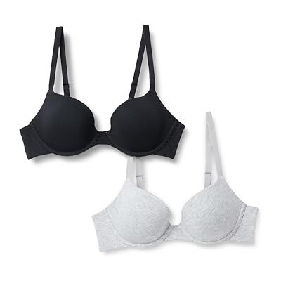 Amazon Essentials Damen Plunge-BH Mit Bügel Und Futter Aus Baumwolljersey, 2er-Pack, Grau Meliert/Schwarz, 75C Amazon Essentials Damen Plunge-BH Mit Bügel Und Futter Aus Baumwolljersey, 2er-Pack, Grau Meliert/Schwarz, 75C