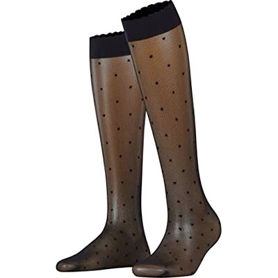 FALKE Damen Kniestrümpfe Dot 15 DEN W Kh transparent gemustert 1 Paar, Schwarz Black 3009, 39-42 FALKE Damen Kniestrümpfe Dot 15 DEN W Kh transparent gemustert 1 Paar, Schwarz Black 3009, 39-42