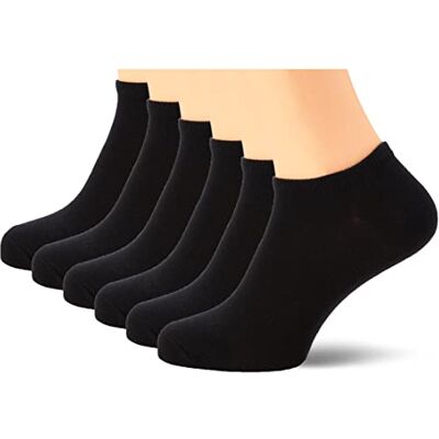 Nur Die 6er Pack Sneaker Socken aus weicher & atmungsaktiver Baumwolle Kurzzsocken Damen, schwarz, 35-38 Nur Die 6er Pack Sneaker Socken aus weicher & atmungsaktiver Baumwolle Kurzzsocken Damen, schwarz, 35-38