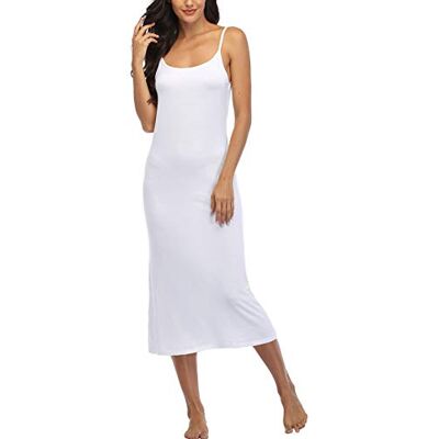 Summienlink Damen Full Slip für Unterkleider Sexy Lang Ärmellos Nachthemd Cami Kleid, Weiß, Large Summienlink Damen Full Slip für Unterkleider Sexy Lang Ärmellos Nachthemd Cami Kleid, Weiß, Large