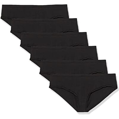 Amazon Essentials Damen Baumwolle Hipster Unterhosen (in Übergröße erhältlich), 6er Pack, Schwarz, 16 Amazon Essentials Damen Baumwolle Hipster Unterhosen (in Übergröße erhältlich), 6er Pack, Schwarz, 16