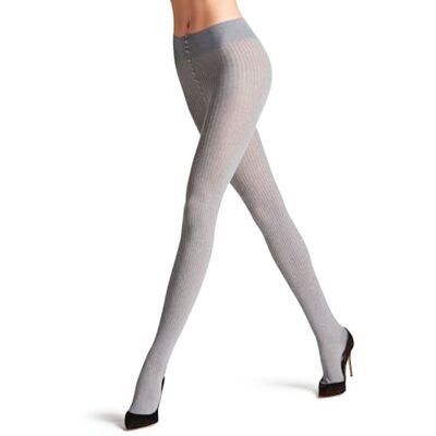 FALKE Damen Strumpfhose Family Rib W Ti Baumwolle einfarbig 1 Stück, Grau Light Grey Melange 3390, 38-40 FALKE Damen Strumpfhose Family Rib W Ti Baumwolle einfarbig 1 Stück, Grau Light Grey Melange 3390, 38-40