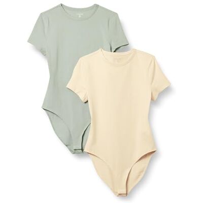 Amazon Essentials Damen T-Shirt-Body aus elastischem Baumwolljersey mit schmaler Passform, 2er-Pack Amazon Essentials Damen T-Shirt-Body aus elastischem Baumwolljersey mit schmaler Passform, 2er-Pack