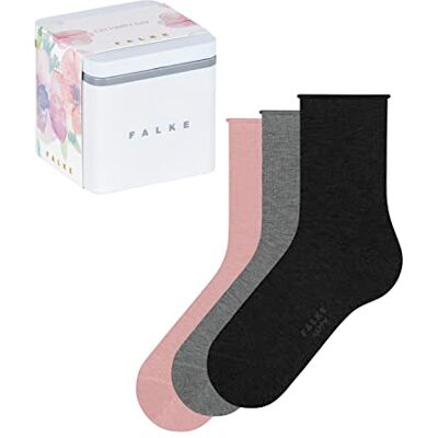 FALKE Damen Socken Happy Giftbox Uni Multipack W So Baumwolle einfarbig 3 Paar, Mehrfarbig Black Grey Pink 0030, 35-38 FALKE Damen Socken Happy Giftbox Uni Multipack W So Baumwolle einfarbig 3 Paar, Mehrfarbig Black Grey Pink 0030, 35-38