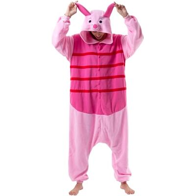 Beauty Shine Unisex Erwachsene Cartoon Kostüm Halloween Weihnachten Onesies Plüsch Cosplay Pyjama, Ferkel, L Beauty Shine Unisex Erwachsene Cartoon Kostüm Halloween Weihnachten Onesies Plüsch Cosplay Pyjama, Ferkel, L