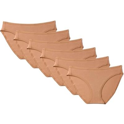 Amazon Essentials Damen Bikini-Unterhosen aus Baumwolle (in Übergröße erhältlich), 6er Pack, Gewaschene Bronze, 40 Amazon Essentials Damen Bikini-Unterhosen aus Baumwolle (in Übergröße erhältlich), 6er Pack, Gewaschene Bronze, 40