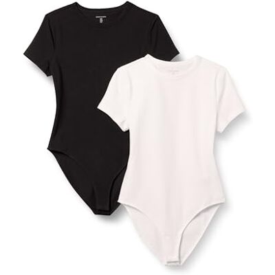 Amazon Essentials Damen T-Shirt-Body aus elastischem Baumwolljersey mit schmaler Passform, 2er-Pack Amazon Essentials Damen T-Shirt-Body aus elastischem Baumwolljersey mit schmaler Passform, 2er-Pack