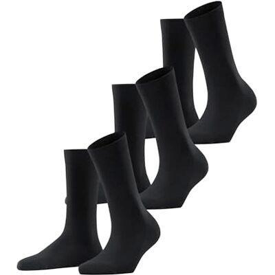 FALKE Damen Socken Family Multipack W So nachhaltige Baumwolle einfarbig 3 Paar, Schwarz Black 3009, 35-38 FALKE Damen Socken Family Multipack W So nachhaltige Baumwolle einfarbig 3 Paar, Schwarz Black 3009, 35-38