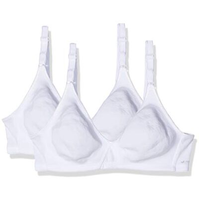 Nur Die 2er Pack Baumwoll BH bügelloser doppellagiger Softcup-BH Bra weich bequem unsichtbar nahtlos unter der Kleidung Damen, weiß, 90B Nur Die 2er Pack Baumwoll BH bügelloser doppellagiger Softcup-BH Bra weich bequem unsichtbar nahtlos unter der Kleidung Damen, weiß, 90B