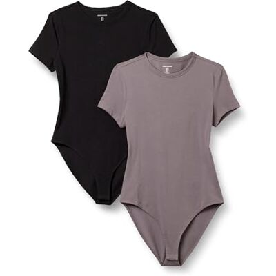 Amazon Essentials Damen T-Shirt-Body aus elastischem Baumwolljersey mit schmaler Passform, 2er-Pack Amazon Essentials Damen T-Shirt-Body aus elastischem Baumwolljersey mit schmaler Passform, 2er-Pack