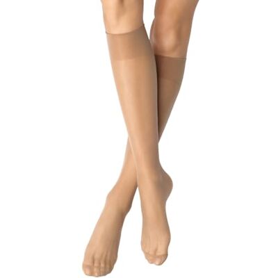 Nur Die 2er Pack Knie 20 DEN transparente Nylon Fein-Kniestrümpfe matt breiter Komfortbund Damen Nur Die 2er Pack Knie 20 DEN transparente Nylon Fein-Kniestrümpfe matt breiter Komfortbund Damen
