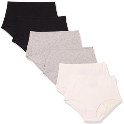 Amazon Essentials Damen Unterwäsche Baumwolle hochtailliert, 6er-Pack, Grau Meliert/Schwarz/Weiß, 40 Amazon Essentials Damen Unterwäsche Baumwolle hochtailliert, 6er-Pack, Grau Meliert/Schwarz/Weiß, 40