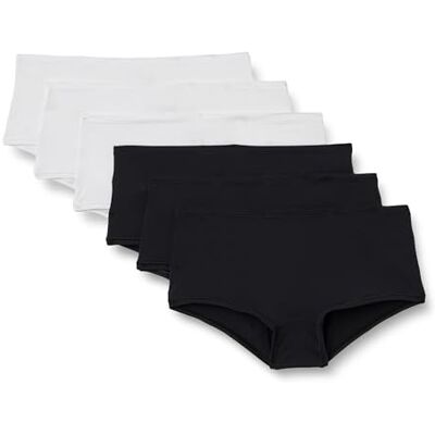 Amazon Essentials Damen Boyshorts aus Peachfarbener Mikrofaser, 6er-Pack, Schwarz/Weiß, 38 Amazon Essentials Damen Boyshorts aus Peachfarbener Mikrofaser, 6er-Pack, Schwarz/Weiß, 38