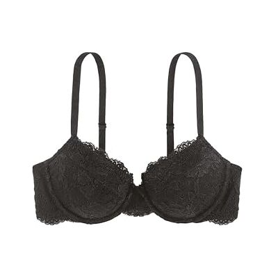 Dorina Spitze Lace BH, 3/4-Schale Demi Damen Comfort leicht gepolsterter Bügel-BH, Lianne D17163A, Weiß Schwarz Dorina Spitze Lace BH, 3/4-Schale Demi Damen Comfort leicht gepolsterter Bügel-BH, Lianne D17163A, Weiß Schwarz