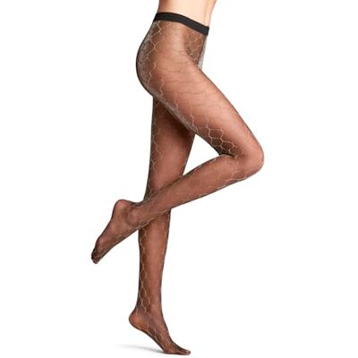 FALKE Damen Strumpfhose Fascination 20 DEN W Ti transparent gemustert 1 Stück, Schwarz Black/Silver 3103, M FALKE Damen Strumpfhose Fascination 20 DEN W Ti transparent gemustert 1 Stück, Schwarz Black/Silver 3103, M