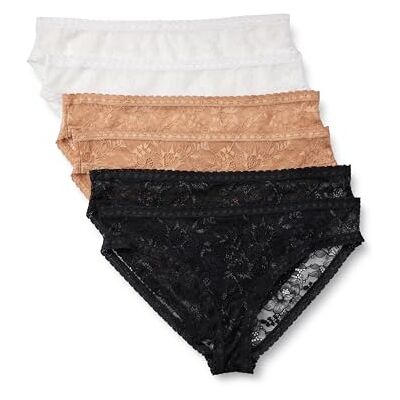 Amazon Essentials Damen String Spitze Unterwäsche, Stretch-Höschen in den Ausführungen Boyshort, Frech und Tanga, 6er-Pack, Gewaschene Bronze/Schwarz/Weiß, 40 Amazon Essentials Damen String Spitze Unterwäsche, Stretch-Höschen in den Ausführungen Boyshort, Frech und Tanga, 6er-Pack, Gewaschene Bronze/Schwarz/Weiß, 40